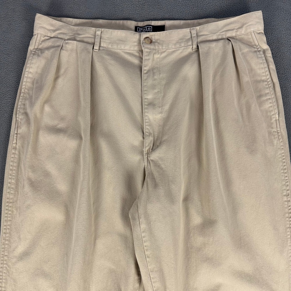 Polo Ralph Lauren Pants Mens 36x30 Beige Pleated Old Money Prep Trousers